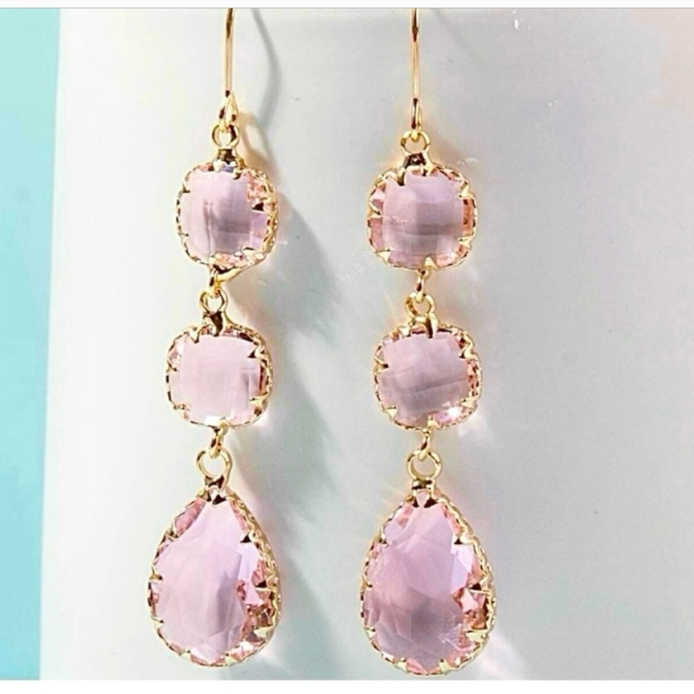NWT- Bezel Set Blush Dangle Earrings